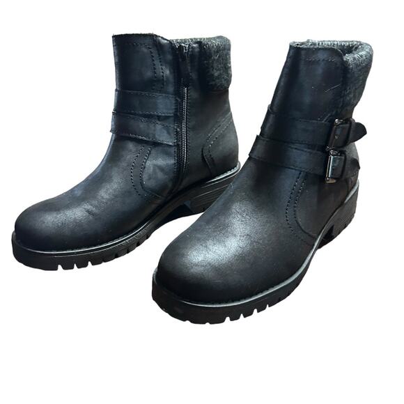 GC Shoes Valli Sweater Knit Cuff Booties Contemporary Biker Buckle NEW  Size 7.5 - Picture 2 of 12